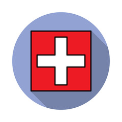 Aufkleber - National flag of Switzerland in simple colors with name icon long shadow icon. Simple color vector of flags icons for ui and ux, website or mobile application