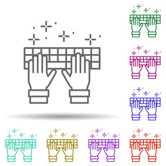 Poster - Keyboard hands multi color icon. Simple thin line, outline vector of copywriting icons for ui and ux, website or mobile application
