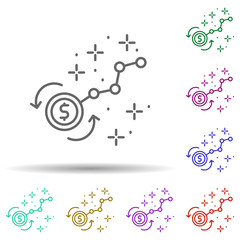 Poster - Coin dollar chart multi color icon. Simple thin line, outline vector of managment icons for ui and ux, website or mobile application