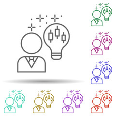 Poster - Human light bulb chart multi color icon. Simple thin line, outline vector of managment icons for ui and ux, website or mobile application