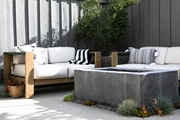 Relaxing outdoor space with couch