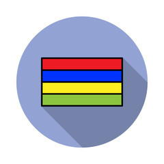 Aufkleber - National flag of Mauritius in simple colors with name icon long shadow icon. Simple color vector of flags icons for ui and ux, website or mobile application