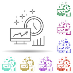 Poster - Monitor chart clock multi color icon. Simple thin line, outline vector of managment icons for ui and ux, website or mobile application