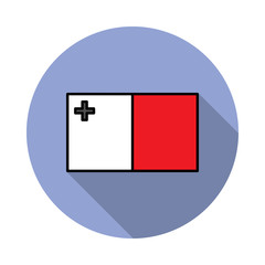Aufkleber - National flag of Malta in simple colors with name icon long shadow icon. Simple color vector of flags icons for ui and ux, website or mobile application