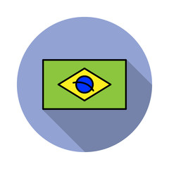 Aufkleber - National flag of Brazil in simple colors with name icon long shadow icon. Simple color vector of flags icons for ui and ux, website or mobile application