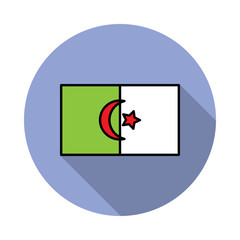 Aufkleber - National flag of Algeria in simple colors with name icon long shadow icon. Simple color vector of flags icons for ui and ux, website or mobile application