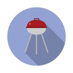 Poster - B-B-Q colored illustration long shadow icon. Simple color vector of Camping icons for ui and ux, website or mobile application