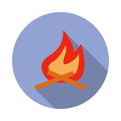 Poster - bonfire colored illustration long shadow icon. simple color vector of camping icons for ui and ux, w