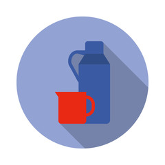 Poster - thermos flask colored illustration long shadow icon. Simple color vector of Camping icons for ui and ux, website or mobile application