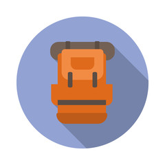 Poster - camping backpack colored illustration long shadow icon. Simple color vector of Camping icons for ui and ux, website or mobile application