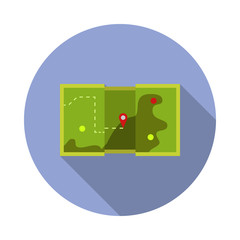 Poster - camping card colored illustration long shadow icon. Simple color vector of Camping icons for ui and ux, website or mobile application