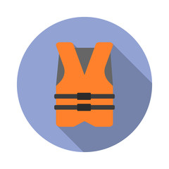 Poster - life vest colored illustration long shadow icon. Simple color vector of Camping icons for ui and ux, website or mobile application