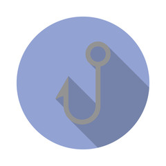 Poster - fishing hook colored illustration long shadow icon. Simple color vector of Camping icons for ui and ux, website or mobile application