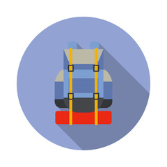 Poster - camping backpack colored illustration long shadow icon. Simple color vector of Camping icons for ui and ux, website or mobile application