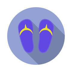 Poster - slippers flat long shadow icon. Simple color vector of summer icons for ui and ux, website or mobile application