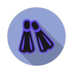 Aufkleber - flippers flat long shadow icon. Simple color vector of summer icons for ui and ux, website or mobile application