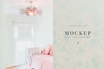 Wall Mural - Beautiful wall mockup with pillows