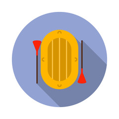 Poster - inflatable boat flat long shadow icon. simple color vector of summer icons for ui and ux, website or