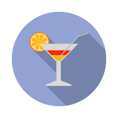 Poster - tropical cocktail flat long shadow icon. Simple color vector of summer icons for ui and ux, website or mobile application