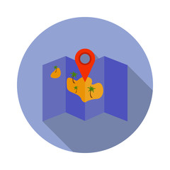 Aufkleber - treasure map flat long shadow icon. Simple color vector of summer icons for ui and ux, website or mobile application