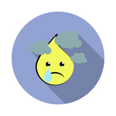 Poster - emoji worried long shadow icon. Simple color vector of emoji icons for ui and ux, website or mobile application