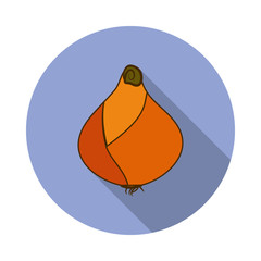 Poster - onion colored long shadow icon. Simple color vector of fruit icons for ui and ux, website or mobile application