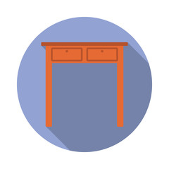 Aufkleber - desk flat long shadow icon. Simple color vector of Furniture icons for ui and ux, website or mobile application