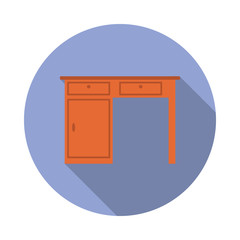 Aufkleber - desk flat long shadow icon. Simple color vector of Furniture icons for ui and ux, website or mobile application