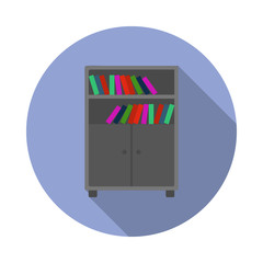 Poster - bookcase flat long shadow icon. Simple color vector of Furniture icons for ui and ux, website or mobile application