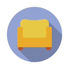 Aufkleber - armchair flat long shadow icon. Simple color vector of Furniture icons for ui and ux, website or mobile application