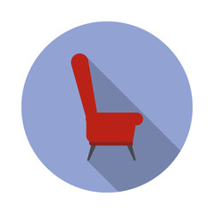 Aufkleber - armchair with side flat long shadow icon. Simple color vector of Furniture icons for ui and ux, website or mobile application