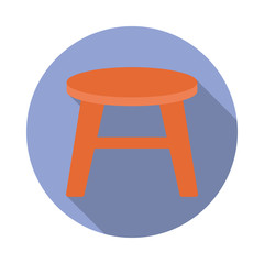 Aufkleber - stool flat long shadow icon. Simple color vector of Furniture icons for ui and ux, website or mobile application