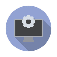 Aufkleber - computer settings colored long shadow icon. Simple color vector of Programming sticker icons for ui and ux, website or mobile application