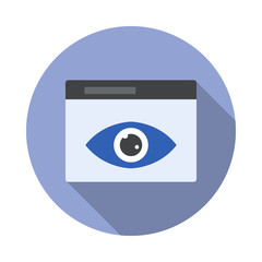 Poster - look in the browser colored long shadow icon. Simple color vector of Programming sticker icons for ui and ux, website or mobile application