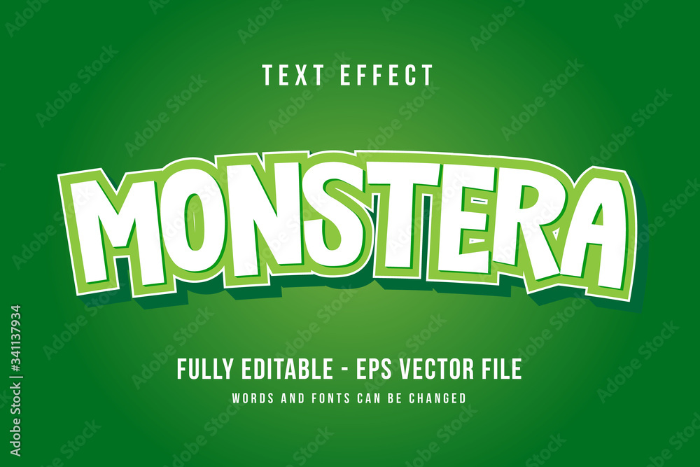 Monster text effect template with 3d style editable font effect - obrazy, fototapety, plakaty 