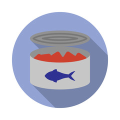 Poster - canned fish colored illustration. Element of colored food icon for mobile concept and web apps. Detailed canned fish icon can be used for web and mobile long shadow icon