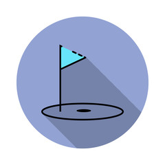 Poster - Golf hole, golf flag, sport long shadow icon. Simple color vector of sport icons for ui and ux, website or mobile application