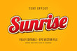 Sunrise text effect template with 3d style editable font effect