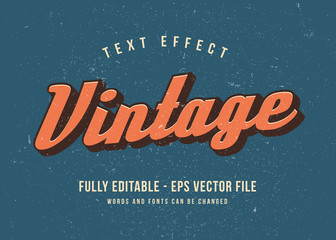 vintage text effect template with 3d style editable font effect