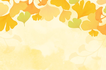 Canvas Print - Yellow ginkgo leaf framed background