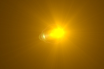 Beautiful optical lens flare effect Golden sun light