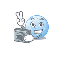 Sticker - Blue moon mascot design as a professional photographer working with camera