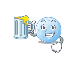 Sticker - A cartoon concept of blue moon rise up a glass of beer