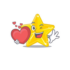 Poster - A sweet shiny star cartoon character style with a heart