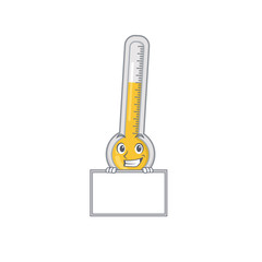 Poster - Smiling warm thermometer cartoon design style has a board