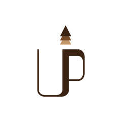 Canvas Print - Coffee Cup with UP letter and Up Arrow logo design vector