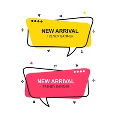 Wall Mural - 
Flat linear promotion ribbon banner, Set of trendy flat geometric vector banners. scroll, price tag, sticker, badge, poster..vector design

