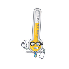 Poster - An elegant warm thermometer Businessman mascot design wearing glasses and tie