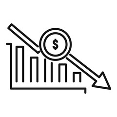 Poster - Bankrupt chart icon. Outline bankrupt chart vector icon for web design isolated on white background