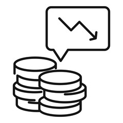Poster - bankrupt coin stack icon. outline bankrupt coin stack vector icon for web design isolated on white b